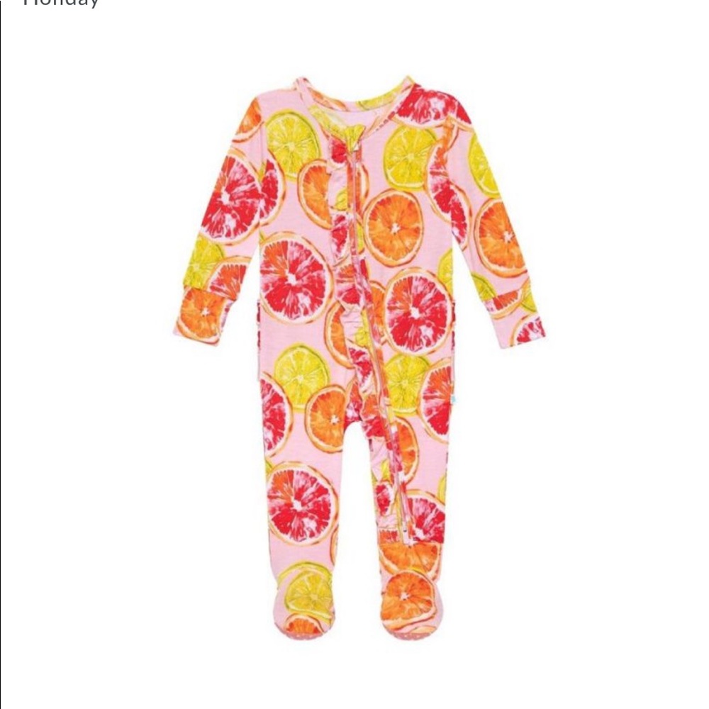 Posh Peanut Ruffled Zipper Footie - Citrine NWT